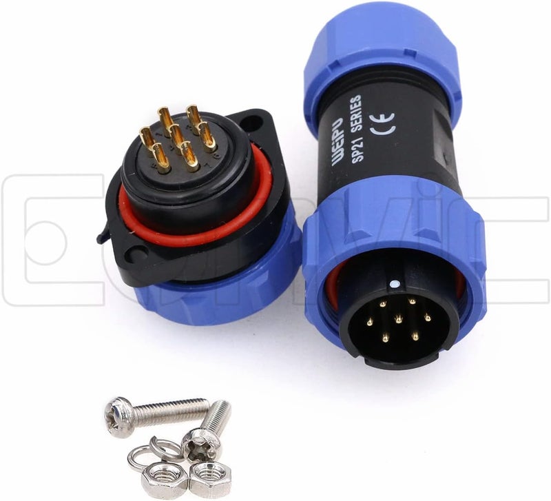 Eonvic Weipu SP21 2-12 Pin Male Plug Female Socket Flange Waterproof IP68 Connector Cable Industrial Circular Solar Electrical Connector (7Pin) - Image 2